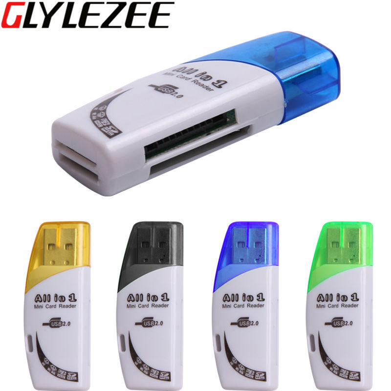 Glylezee 4 в 1 USB Card Reader Многофункциональный SD TF MS M2 USB Читателей с Луны Форма для компьютеры