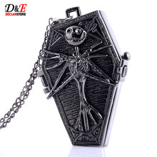 2016 New Silver Nightmare Before Christmas Pocket Watch Necklace Men Women Steampunk Pendant Gift