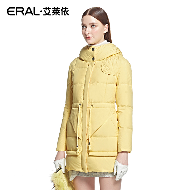 ERAL 2015 Winter Women's Slim Big Pocket Thickening Medium-long White Duck Down Jacket Coat Outerwear ERAL6033D