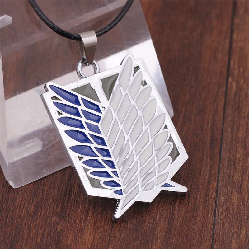 2016 Attack On Titan Leather Anime Necklace Shingeki No Kyojin Cosplay Statement Necklaces For Men Jewelry