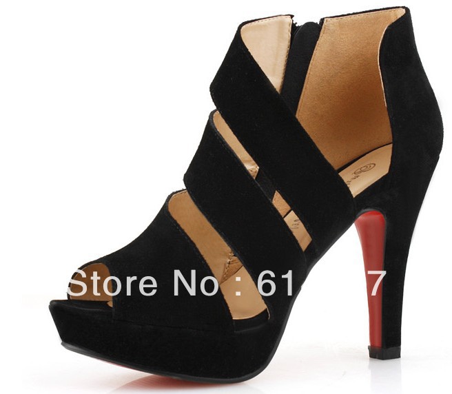 Fashion discount cheap black gladiator peep toes sexy red bottom ...