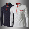 2016 New Solid Polo Shirt Trade British Fashion Wave Point Men Cultivating Long Sleeve Polo Men