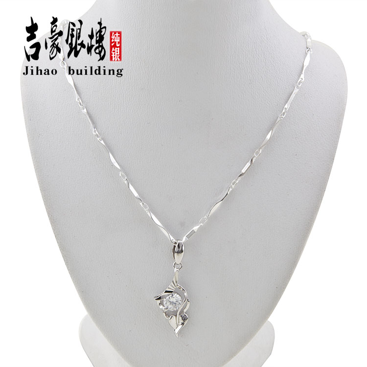 999 pure silver chain necklace female 999 fine silver ingot chain