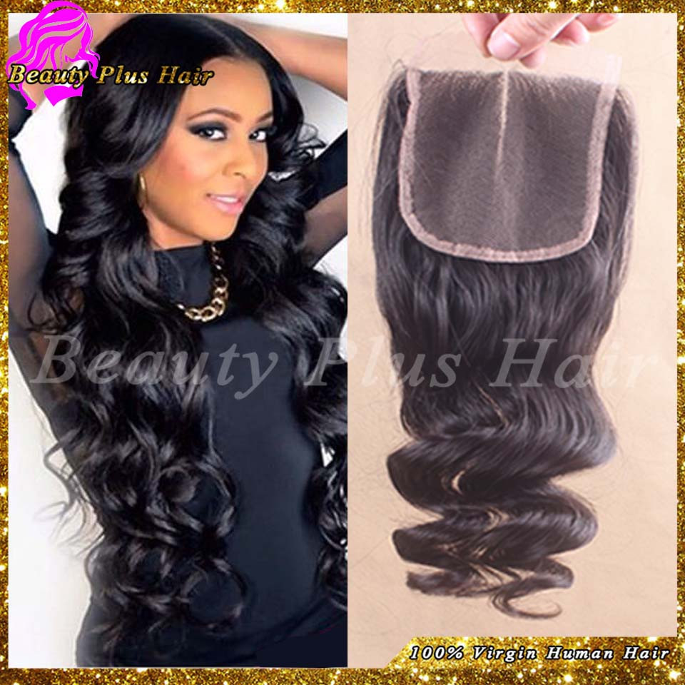 Cheap 6A Brazilian Loose Wave Closure Virgin Human Hair Lace Closure Bleached Knots Free Middle 3 Part Closures With Baby Hair