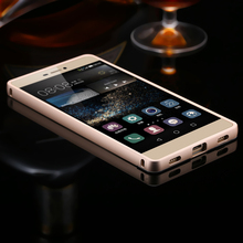 with Brand LOGO hole Case for Huawei Ascend P8 luxury Gold Aluminum Acrylic Hard Back Cover