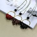 New Simple Big Lucky Wood Circle to Circle Woman Pendant Necklace Long Sweater Necklace Fashion Jewelry