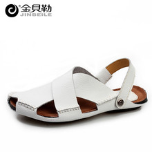 Men Sandals 2016 Brand Handmade Genuine Leather Beach Slippers Outdoor Summer Casual Men Sandalias Hombre Zapatos Slides Brown