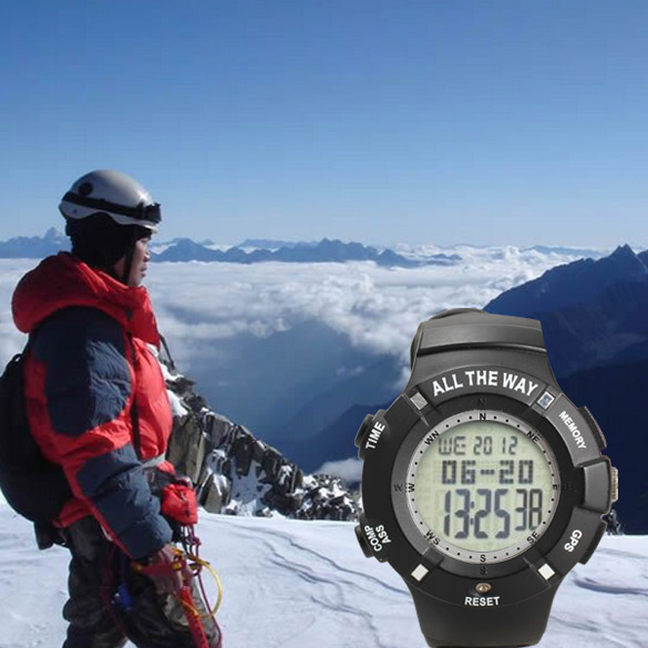 Long Standby Time Wrist Watch with Thermometer Altimeters GPS Waterproof for Outdoor Climbing 