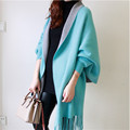 2016 Autumn New Women s Elegant Socialite Cashmere Tassel Cardigan Sweaters Batwing Sleeves Scarf Pashmina Scarf