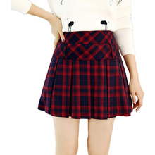 A-Line Mini Plaid High Waist Skirts Womens Tartan Woolen Retro Female Skirt Soft Autumn School Skater Skirt Japanese Style