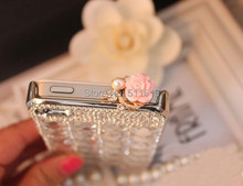 Fashion Pearl Flower Mobile Phone Dust Plug 3 5mm Earphone For iPhone 6 5G Samsung S6