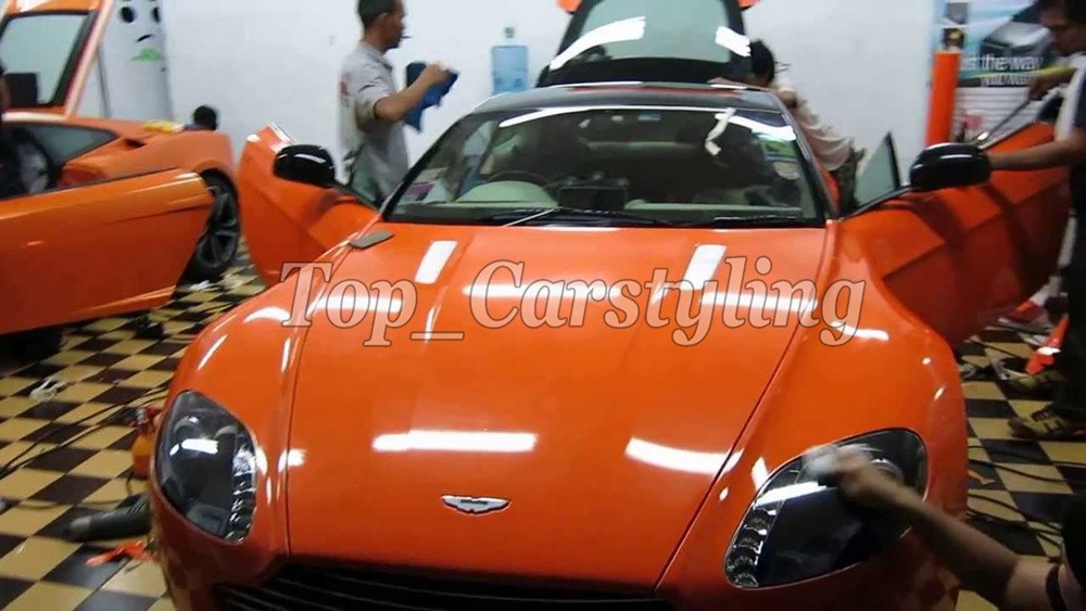 ULTRA HIGH GLOSSY ORANGE CAR WRAPPING FILM WITH AIR FREE WRAPPING SHEETS  (5)