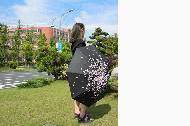 2016 High Quality Man Woman Fashion Beautiful Sakura Rain Umbrella 3 Fold Anti Uv Fashion Windproof Free Shipping HI01 (1)