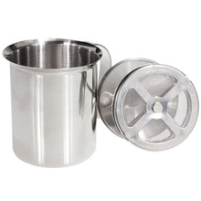 Wholesale Stainless Steel Pump Silver Milk Frother Creamer Foam Cappuccino 400ML Coffee Double Mesh Froth Screen