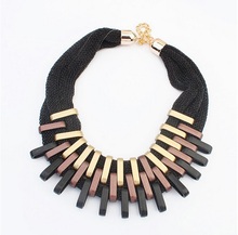 2015 New Brand Design Fashion Necklace Charm Chain Statement Bib Necklace Matte Gold Plated Necklaces Jewelry