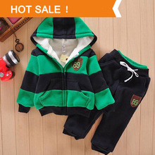 2015 Boys Girls Children Hoodies Winter Wool Sherpa Baby Sports Suit New Jacket Sweater Coat Pants