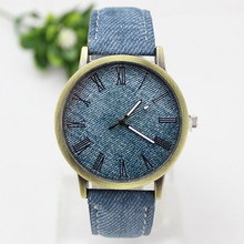 Simulation cowboy cloth canvas Relojes Quartz women Men Watches cavas Color Leather Strap Male Wristwatch Relogio Masculino