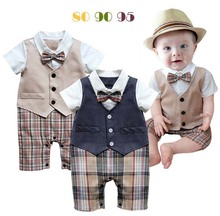 Baby boy romper baby clothes College waistcoat bebes infant Gentleman romper Toddler kid s jumpsuit newborn