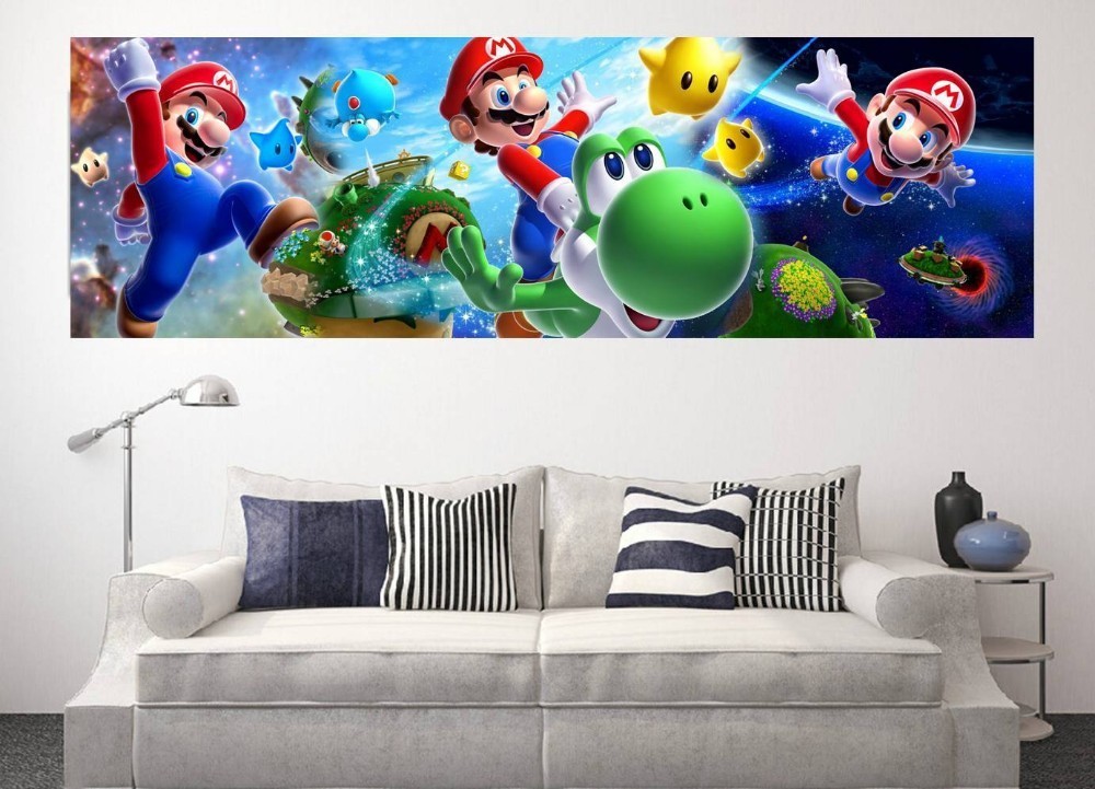 Giant size super mario wall sticker for kids room wall decor of size 62.99