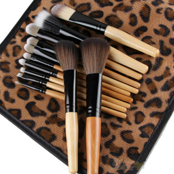 2014 Professional Makeup kits 12 PCs Brush Cosmetic Facial Make Up Set tools With Leopard Bag