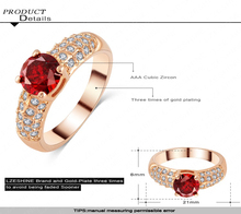 LZESHIINE Brand Fashion Attractive Red Fashionable Finger Rings 18K Rose Gold Plate Female Engagement Rings Ri