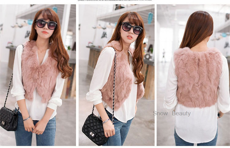 women rabbit fur vest short (11)