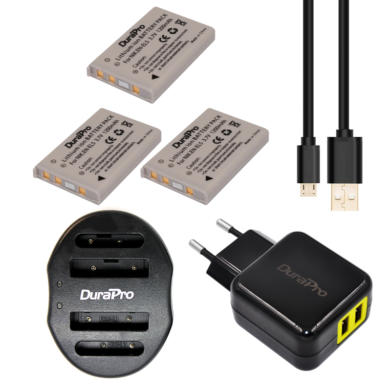 3 . DuraPro EN-EL5 ENEL5 -   +    USB +      Nikon Coolpix P80 P90 P100 P500 P510 P520