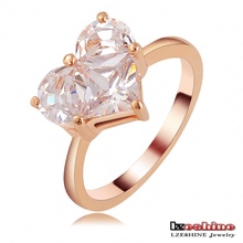 LZESHINE Brand Bijoux Married Ring Real 18K Rose Gold Plated Zircon Ring Fashion Wedding Rings For Women Ri-HQ1112-A