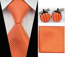 SNT0045 Hot selling Wholesale New 2014 Striped Solid Color Necktie Tie Cufflink Hankie for Men 9cm