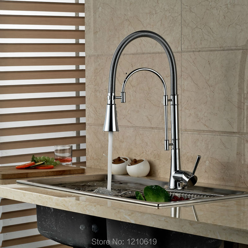 Newly Modern Style Kitchen Basin Faucet Pull Down Sink Mixer Tap Chrome Hot&Cold Water Tap One Hole