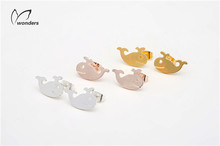 2016 Summer Cool Jewelry Vintage Accessories Sea Animal Stainless Steel Gold Silver Cute Dolphin Whale Earrings For Women
