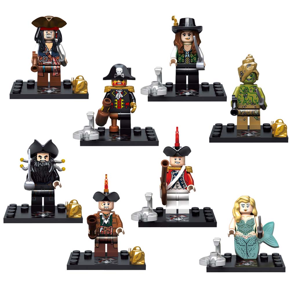 8pcs lot Pirates of the Caribbean Kid Baby Toy Mini Figure Building Blocks Sets Model Toys