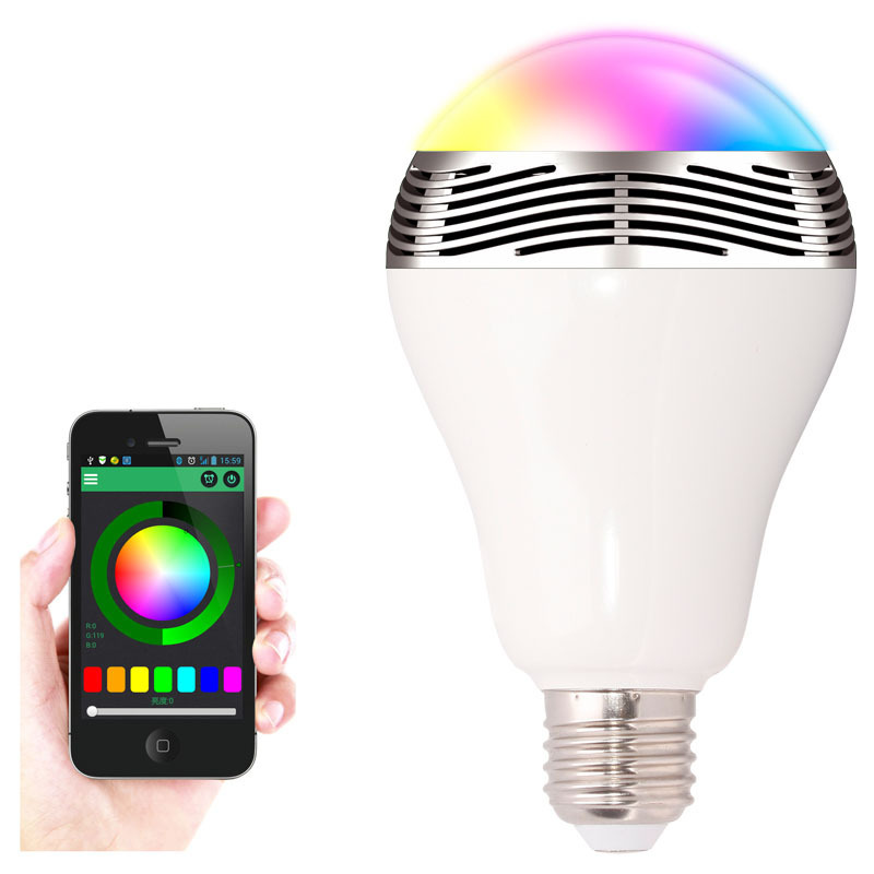 2 in 1 LED Light Bulb Lamp & Wireless Bluetooth 4.0 Speaker E27 Base Music Player Sound Box Lighting with APP Remote Control 2 in 1 LED Light Bulb Lamp & Wireless Bluetooth 4.0 Speaker E27 Base Music Player Sound Box Lighting with APP Remote Control