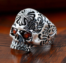 Handmade Thailand 925 Silver Skull Cross Ring Men’s Ring Vintage Sterling Silver Punk Ring Skull Jewelry Gift