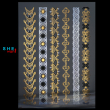 DIY Waterproof bracelet gold necklace tattoo flash metallic tattoo gold temporary tattoos sticker Wholesale