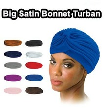 Free DHL + 250pcs/lot India muslim Hat women’s turban elastic hip-hop dance party hat bandanas 13Colors big satin bonnet turban