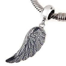 925 sterling silver angel feather charm pendant diy jewelry Fits for Pandora Bracelets free shipping