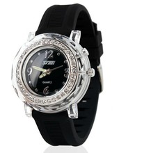2015 nuevo envío gratis 6 colores moda de silicona reloj Skmei mujeres vendedoras calientes del vestido relojes de pulsera Rhinestone