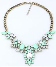 2014 New Fashion Hotselling Luxury Color Stone Brand Girls Jewelry Pendants Chokers Statement Necklace Women Jewelry
