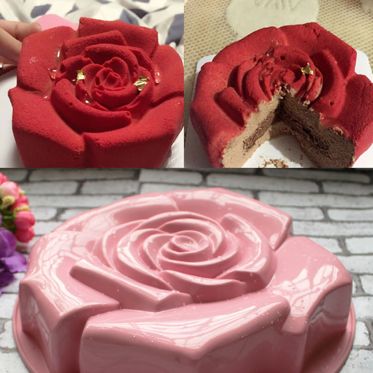 High Quality Rose Shape Silicone Cake Mould Chocolate Pudding Mold Kitchen DIY Cake Baking Pan Cake Tools CT179