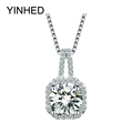 2016 Trendy 925 Sterling Silver Necklace 2 ct SONA CZ Diamond Micro Pave CZ Pendant Necklace