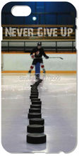 Painting Ice Hockey Never Give Up Quote Phone Case For iphone 4 4S 5 5S SE 5C 6 6S Plus For iPod Touch 4 5 6 Plastic Hard Cover