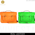 13" PASTEL BRITISH REAL LEATHER SATCHEL BAG - Vintage Candy Baby