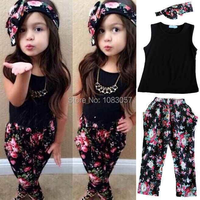 Girls Fashion floral casual suit children clothing...