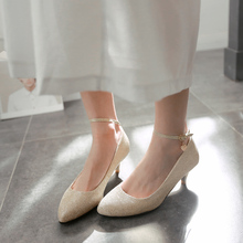 New 2016 women pumps pointed toe low heel shoes women zapatos mujer red bottom high heels gold wedding shoes ladies heels
