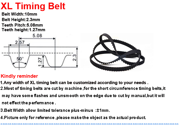 Ochoos XL Timing Belt 140XL/142XL/144XL/146XL/148XL/150XL/152XL/154XL Rubber Belts Round for XL Timing Pulleys 11mm Belt Width Width: 10mm, Length: 140XL-70T