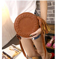Fashion Tassel Embellishment Round Weave Leather Dual Purpose Shoulder Messenger Bag Round Shape Shoulder Bag For