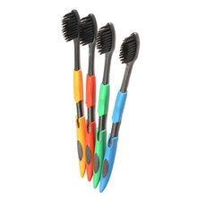 4PCS Double Ultra Soft Toothbrush Adults Odontologia Bamboo Charcoal Nanometer Fuzz Toothbrush Oral Care Free Shipping
