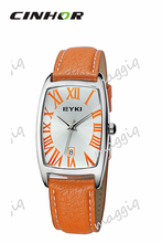 Eyki vestido reloj banda de cuero Casual de señora Quartz reloj amarillo color-EET8546G-Y