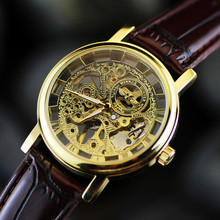100% Original ganador mecánico esquelético del reloj de moda de lujo Casual acero inoxidable reloj de viento mano para hombre 2015 nuevo estilo